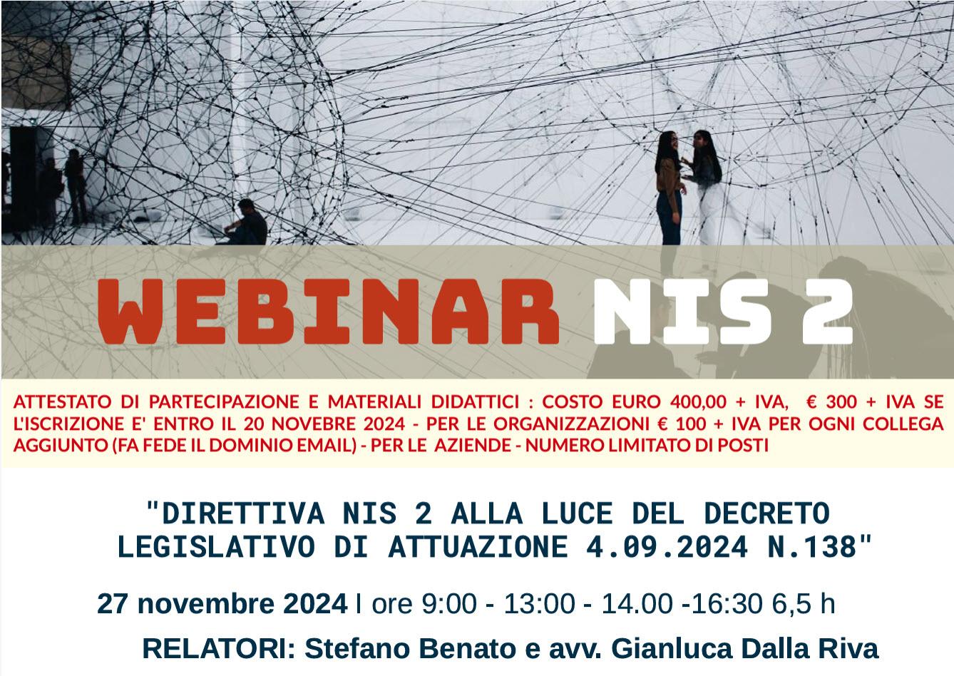 Image for: WEBINAR DIRETTIVA NI2 27-11-2024
